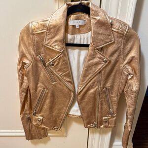 IRO rose gold metallic leather jacket